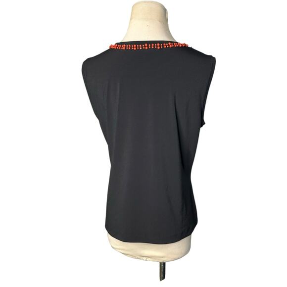 Taifun black orange beads embellishments sleeveless top size Medium - Picture 10 of 12
